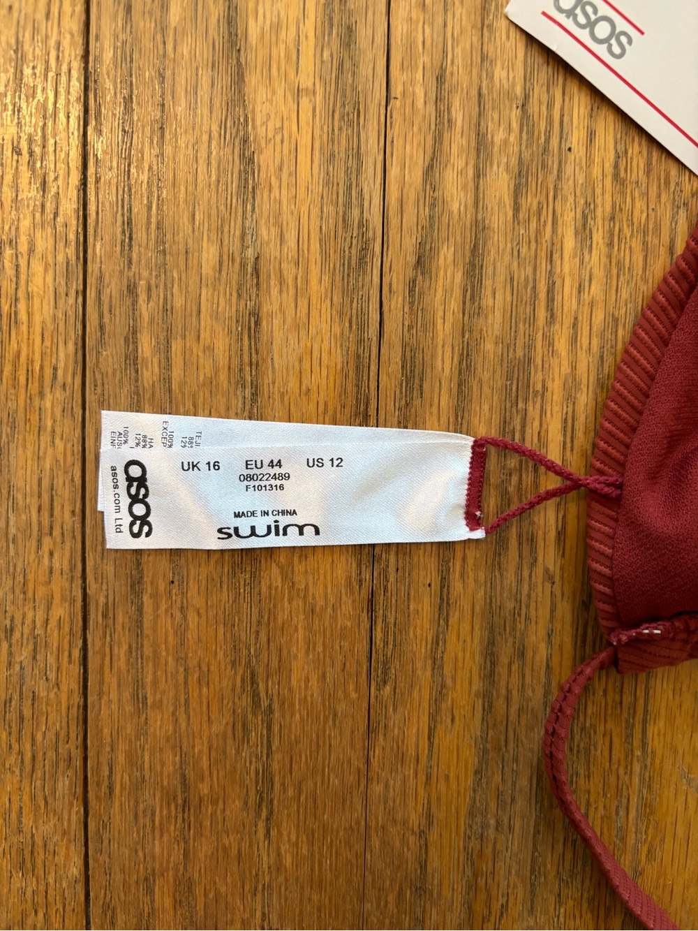 ASOS Ribbed Triangle Bikini Top in Rust - Picture 5 of 7